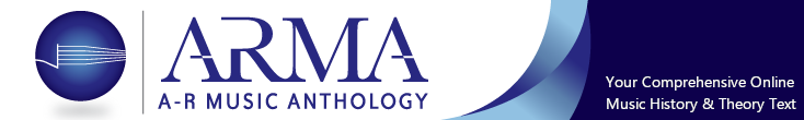 AR Music Anthology Logo with text, 'Your Complete Online Music History & Theory Text'